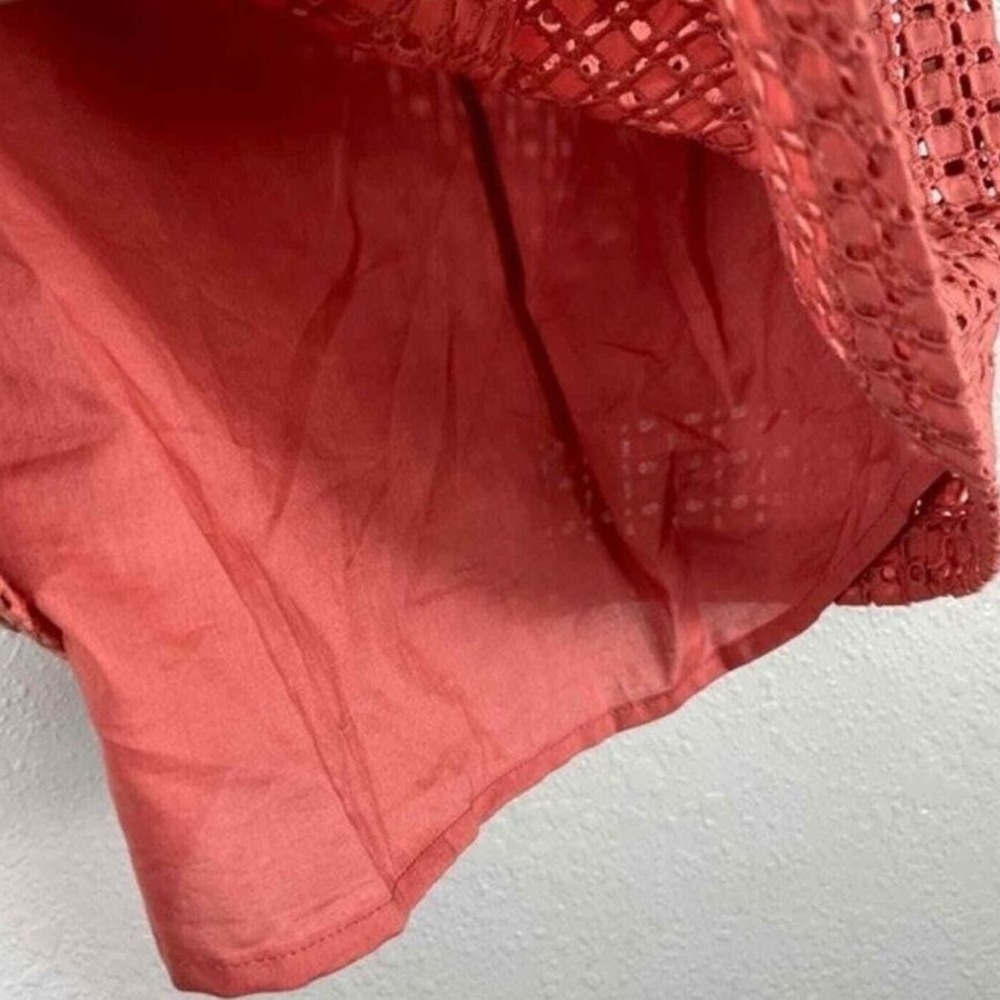A New Day Top Women S NWT Pumpkin Spice Eyelet Top 100%Cotton Boho Lined Crochet - Picture 7 of 10